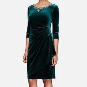 Green Velvet 50s inspired Cocktail Dress